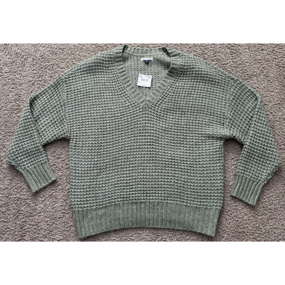 American Eagle Womens Over Sized Green V Neck Sweater New With Tags Size Large